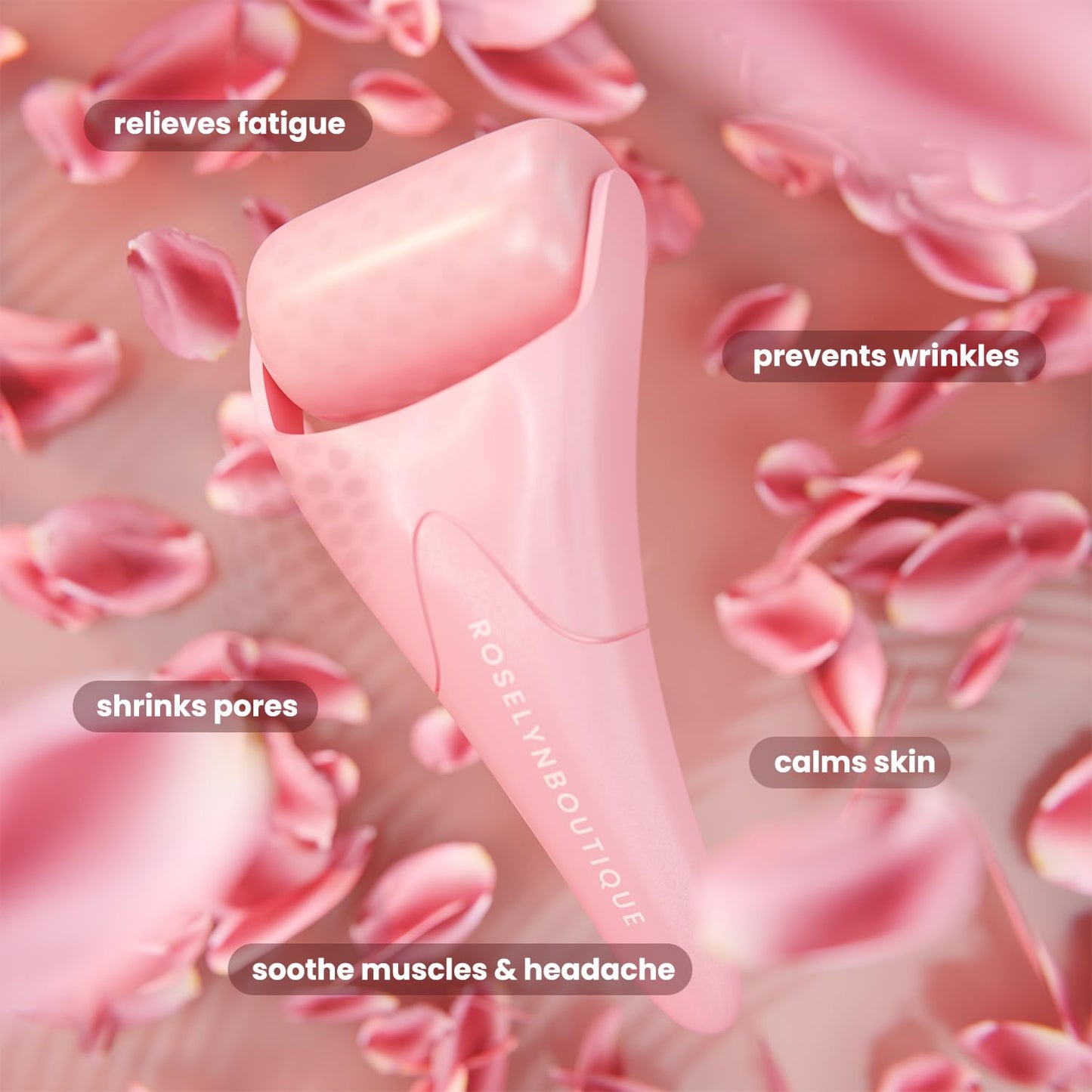 ROSELYNBOUTIQUE Ice Roller for Face Wrinkles Fine Lines Puffiness Stick Massager Facial Skin Care Tools Self Care Gifts for Men Women (Pink)