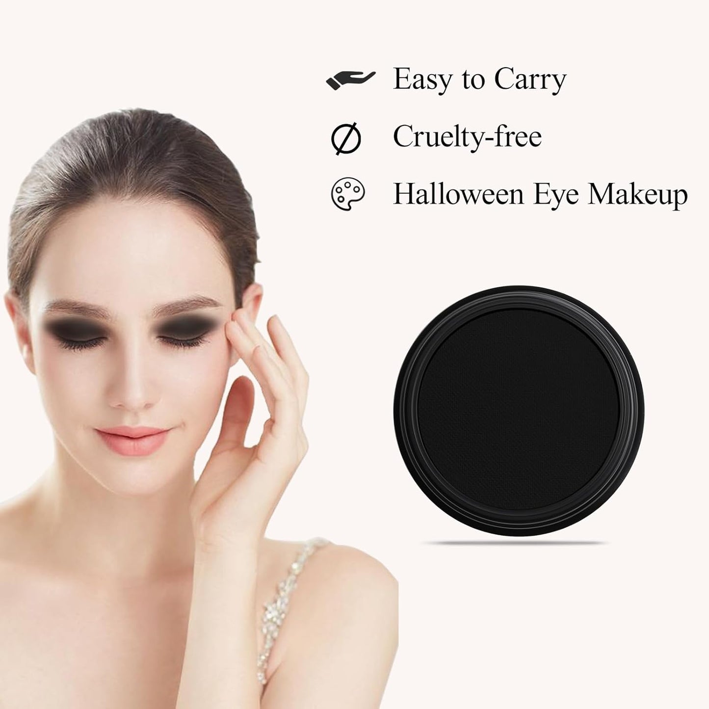 Single Black Eyeshadow, Pressed Powder Matte Eye-Shadow Palette Make-up, Blendable Long Lasting High Pigment Black Eye Makeup Halloween Paint & Face Body Paint