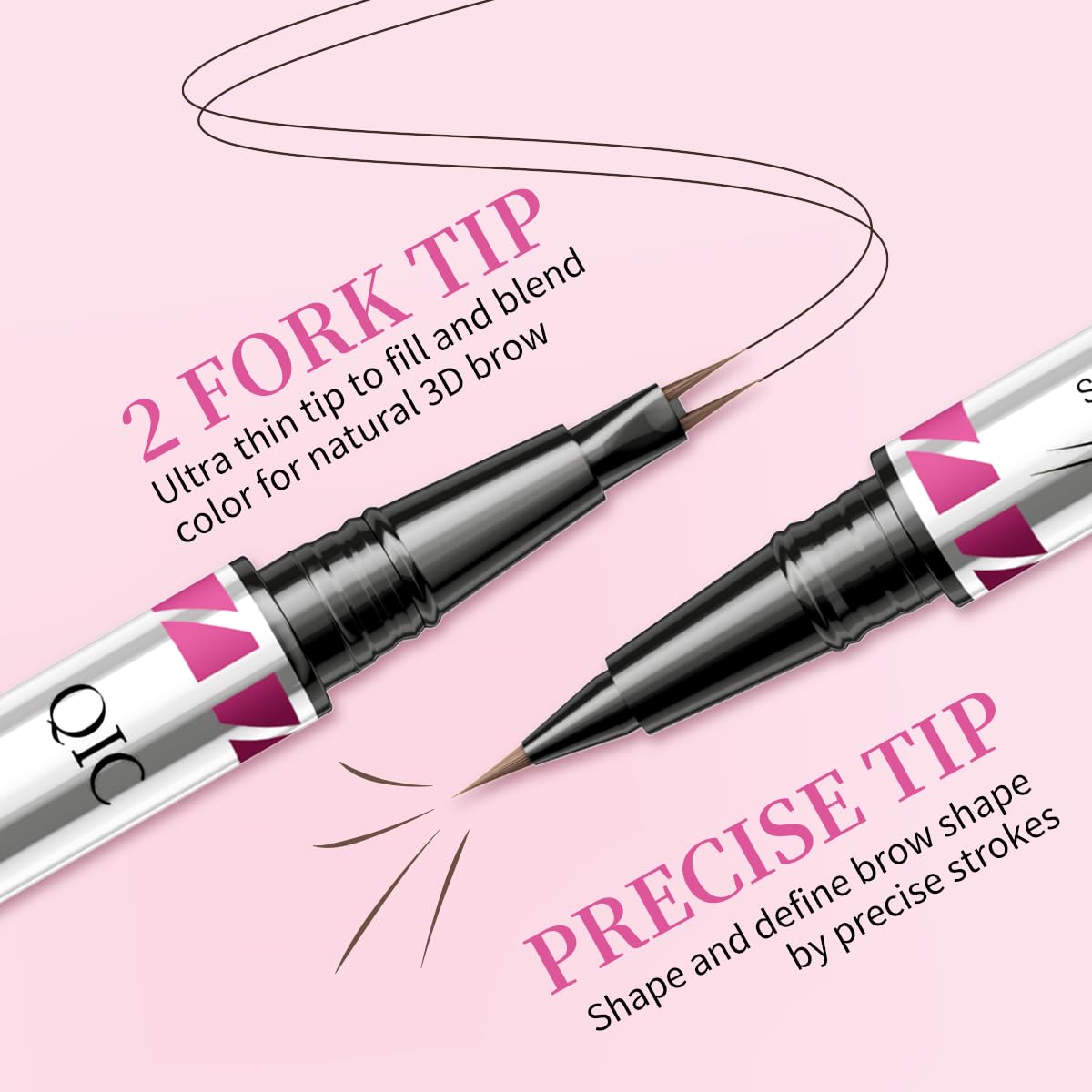 Eyebrow Pencils for Women, 2-in-1 Dual-Ended Microblading Eyebrow Pencil Waterproof with 2 Fork Tip and Spoolie Brush for Hair-Like Natural Brows Eyebrow pen, Non-Dry, Last All-Day (Black Brown)