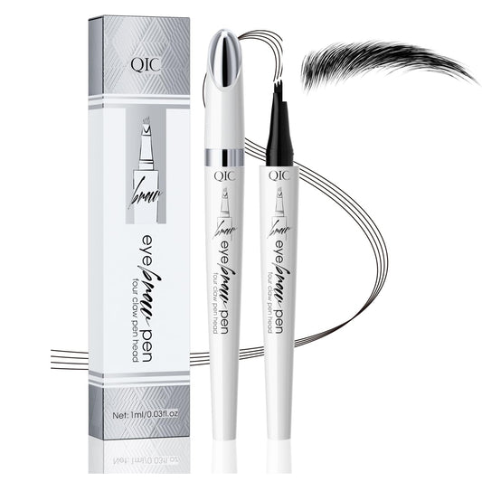 Eyebrow Pen, Waterproof Microblading Eyebrow Pencil, 4 Tip Precise Eye Brow Makeup Pen for Women to Effortlessly Create Hair Like Natural Brows, Non Dry Out and Last All Day (Black Color)