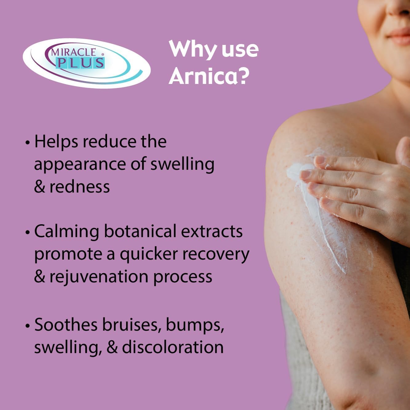 Miracle Plus Arnica Cream Bruise Relief Lotion + Arnica Bruise Gel For Bruising And Swelling On Skin | Bruise Cream Extra Strength Vitamin K Cream | Moisturizing Bruise Formula Skin Care Gel, 2pc Set