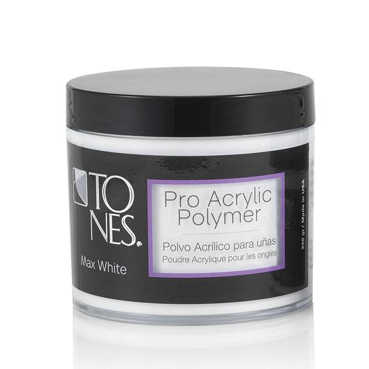 Tones Pro Acrylic Nail Powder, Max White (Creamy, Soft Off-White), (8.5 Fl Oz) - Long-Lasting & Non-Yellowing Polymer for Salon Quality Nail Extensions & 3D Art