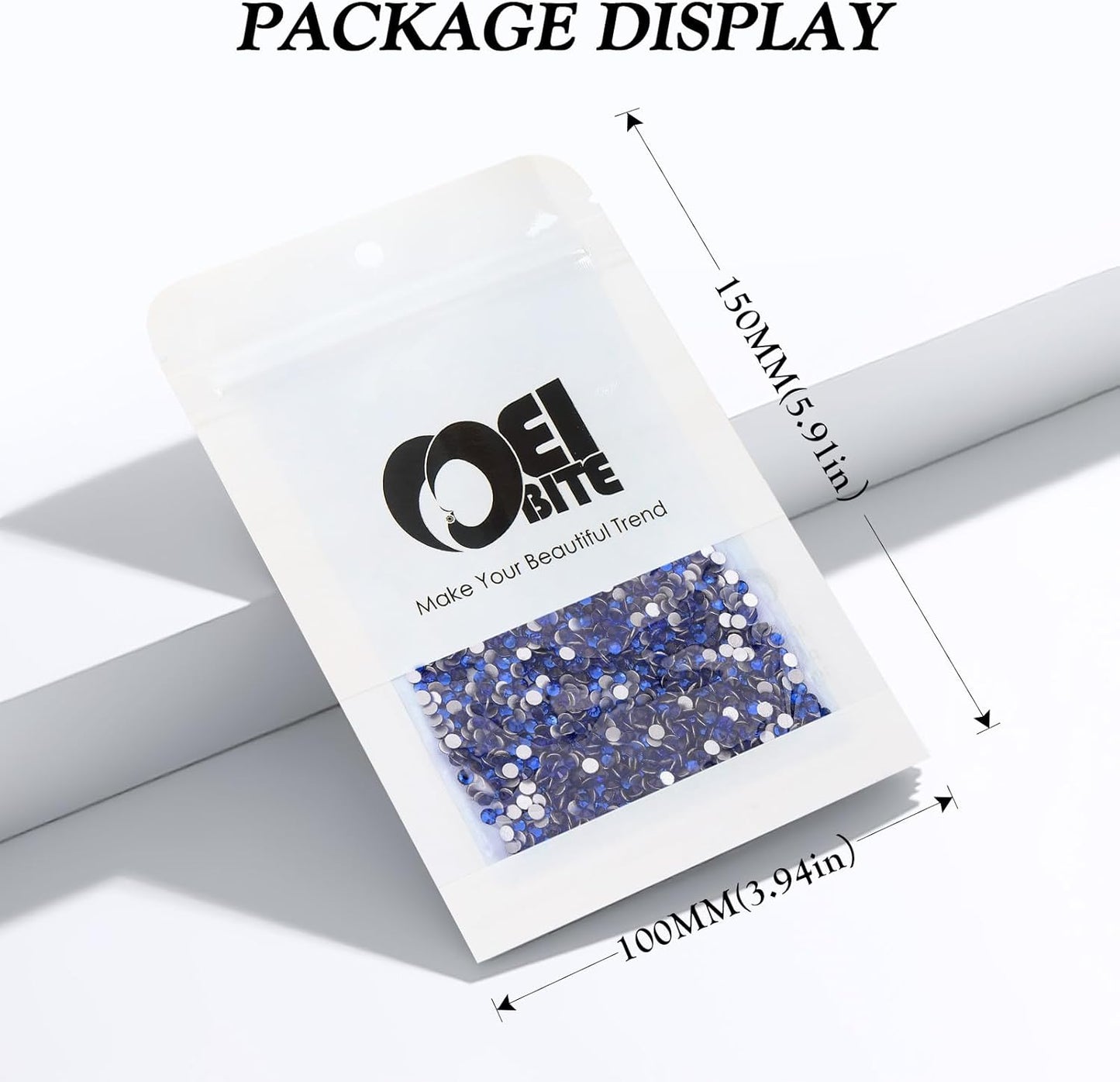 Sapphire Flatback Rhinestones, Glass Rhinestones for Nail Art and Craft, Glue Fix, Loose Crystal Gemstones(Blue, SS10, 2880pcs, 2.7-2.8mm)