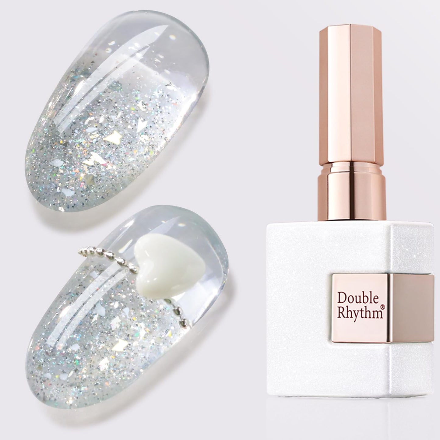 Double Rhythm 0.5Oz Glitter Gel Polish Shimmer Reflective Color for Nail Art Salon DIY Soak Off 15ml Nail Lamp Gel Polish at Home (Rainbow Silver-B1165)