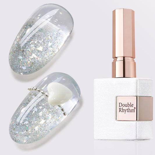 Double Rhythm 0.5Oz Glitter Gel Polish Shimmer Reflective Color for Nail Art Salon DIY Soak Off 15ml Nail Lamp Gel Polish at Home (Rainbow Silver-B1165)