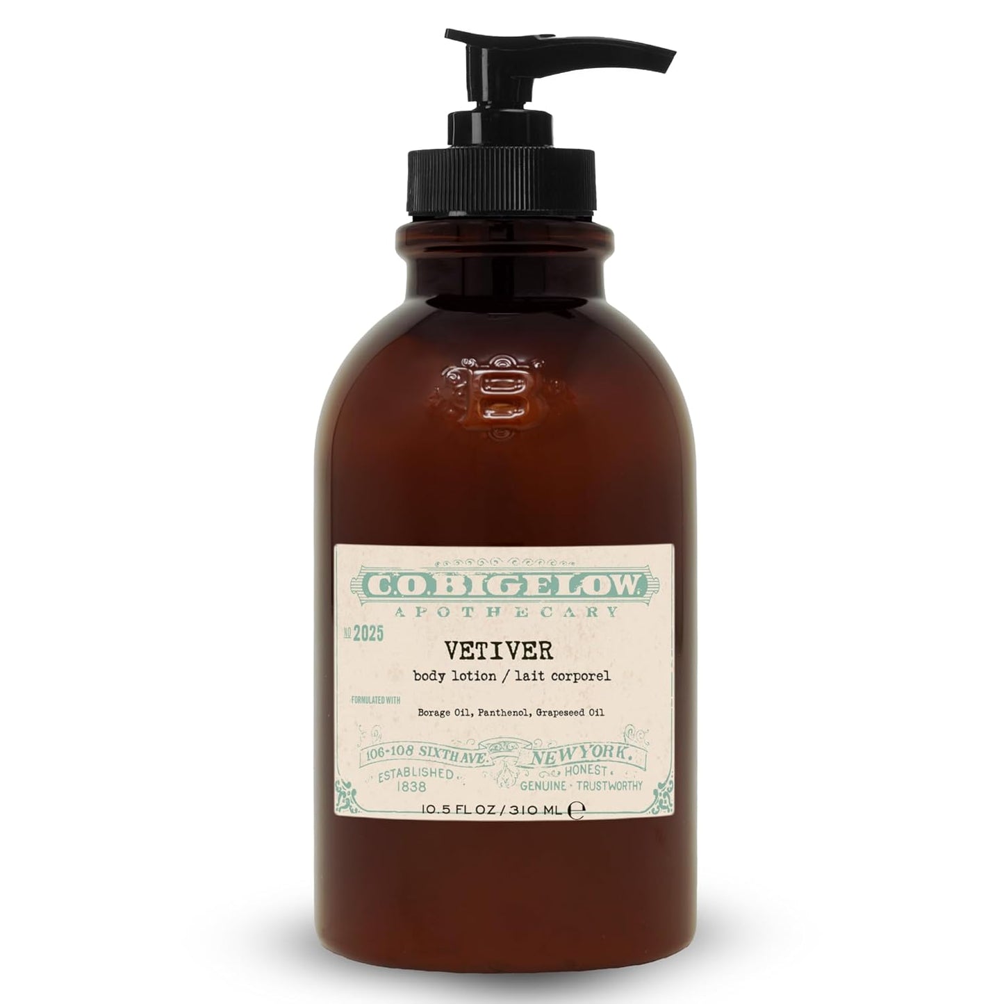 C.O. Bigelow Iconic Collection Vetiver Body Lotion, Scented Body Cream with Grapeseed Oil and Shea Butter, 10.5 fl oz