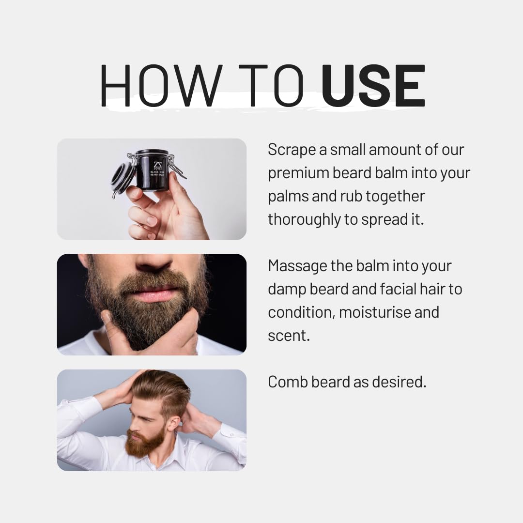 Black Oud Beard Balm for Men – Luxurious Beard Cream with Shea Butter, Coconut Oil & Rich Cream Texture – Deep Conditioning & Styling – 50g