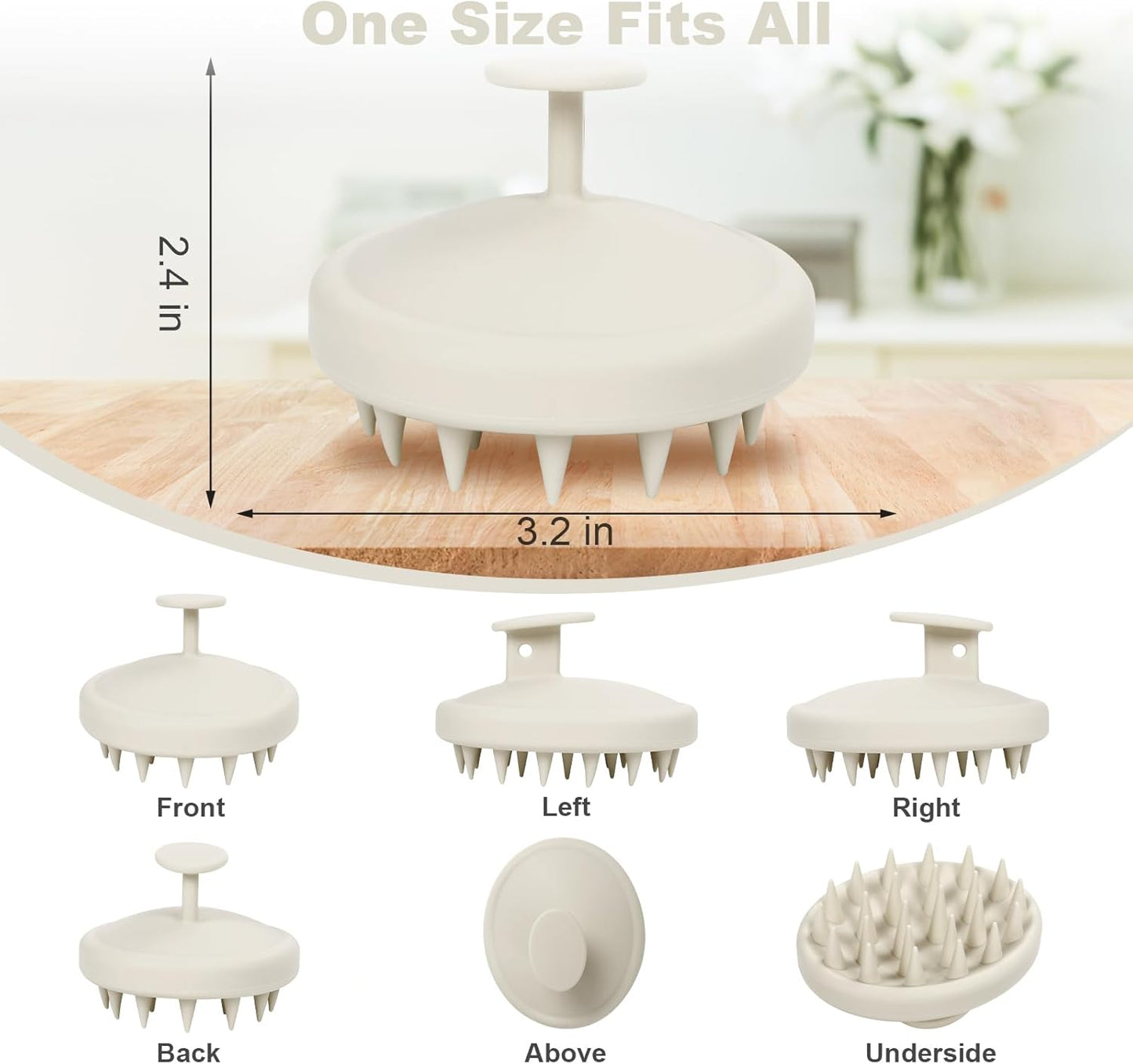 Silicone Scalp Massager, Scalp Scrubber for Hair Growth with Soft Bristles, Scalp Exfoliator Brush Dandruff Removal Shampoo Brush for Wet Dry Scalp Care (Warm Grey)