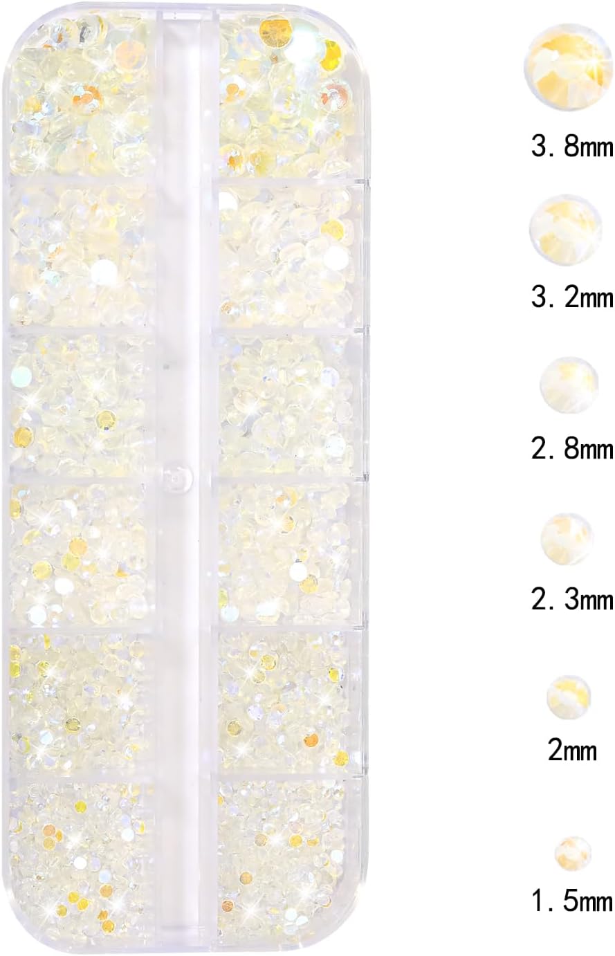 Nail Rhinestones - 3D Multi Shape Size, Flat Back, Manicure Rhinestones Charms, Crystal Aurora Gems, with Kit, for Nail Art, Bedazzling Acrylic Nails, DIY Decor