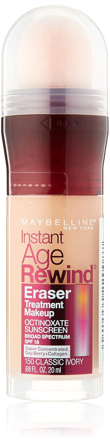 Maybelline Instant Age Rewind Eraser Foundation - Classic Ivory, 0.68 Fl Oz (Pack of 2)