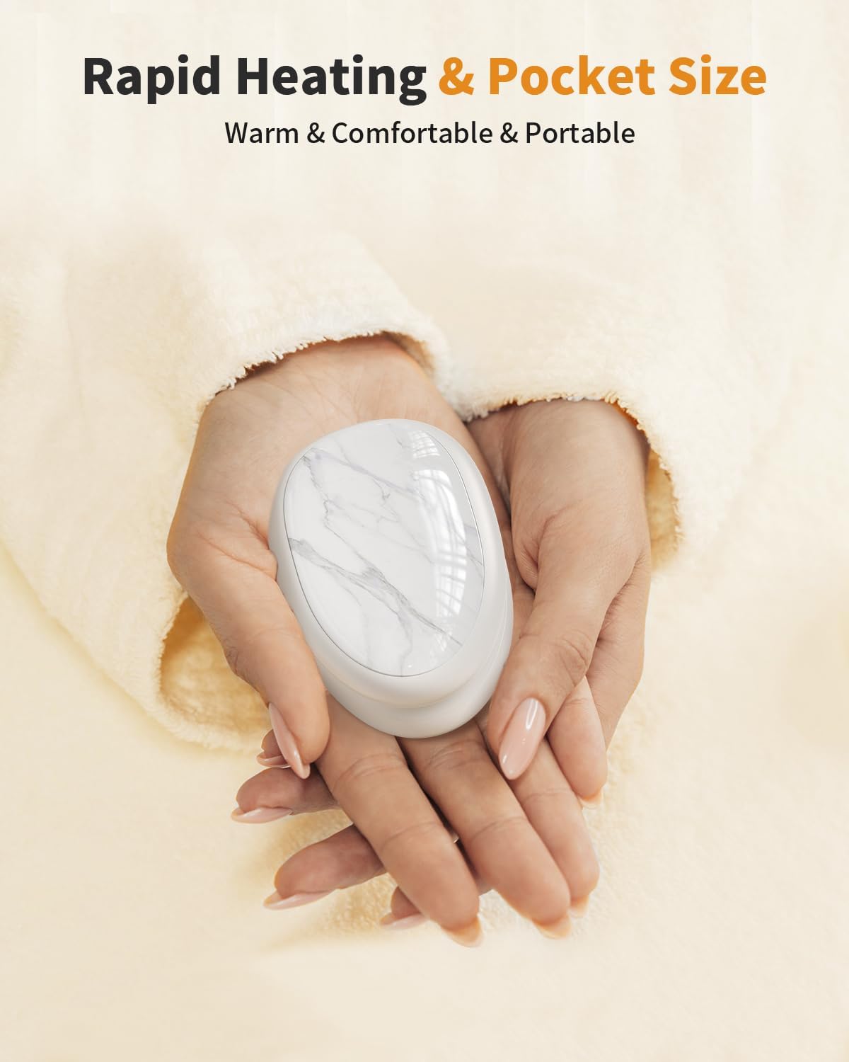 Hand Warmers Rechargeable 2 Pack, AI Temperature Control Electric Handwarmers, Stone Shape Portable Pocket Heater, Great Gift for Christmas Hunting, Golf, Camping Black