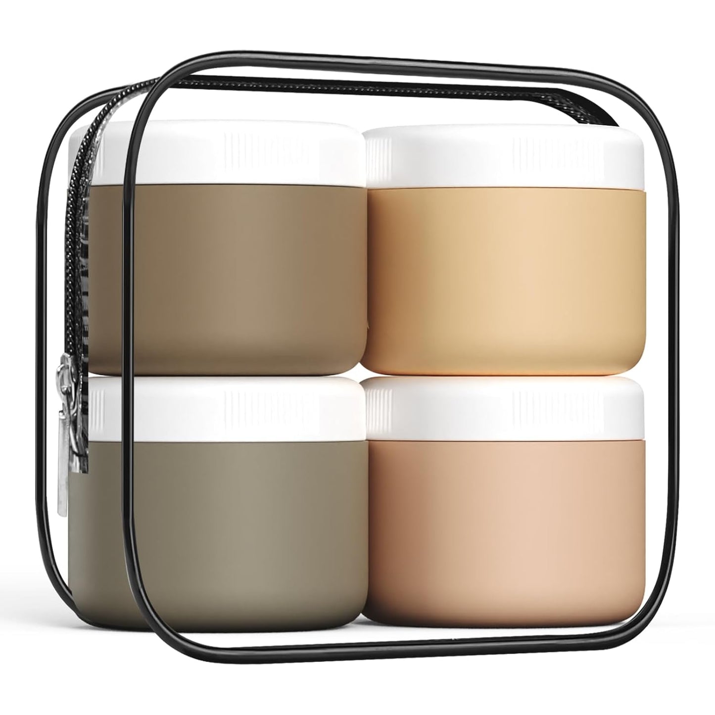 Travel Containers for Toiletries, Silicone Cream Jars BPA-Free, Leak-proof 3oz Travel Size Containers, Portable Size Silicone Jars with Lid for Cosmetic Face Hand Body Cream (4 Pack)