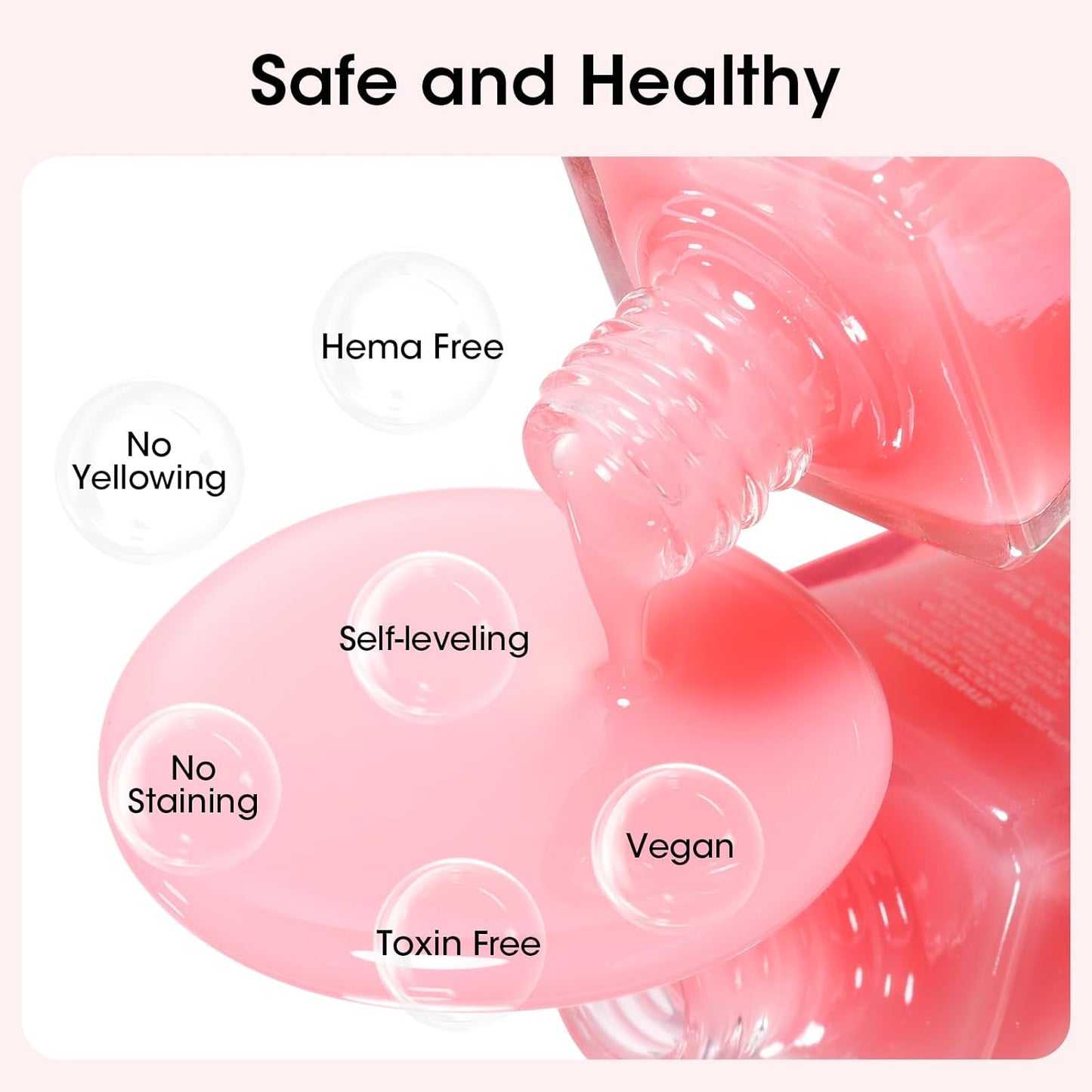 GELLEN Clear Nail Polish Base Coat Sheer Tinted Pink, Natural Color Regular Nail Polish, Calcium Formula Strengthens Nails, Enhances Natural Look, Quick Air Dry, Hema Free, Non-toxic, Anti-yellowing