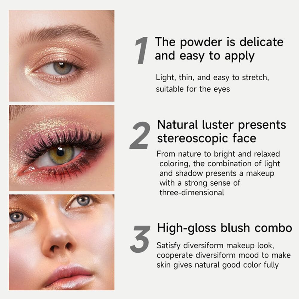 Monochrome Powder Eyeshadow Palette Makeup,Brown Natural Neutral Single Shimmer Eye Shadow for Older Women,Buildable Sparkly Eye Finish,Long Lasting Naturing-Looking