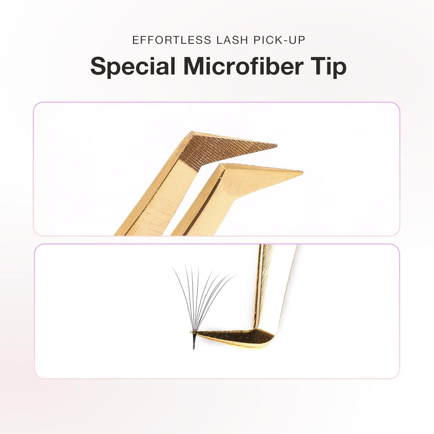 Curacoro Lash Tweezer - Professional & Precision Fiber Tip Grip Lash Tweezers for Eyelash Extensions, Multi Shapes & Purposes Tweezers for Volume, Isolation & Classic Lashes (Gold, Move It)