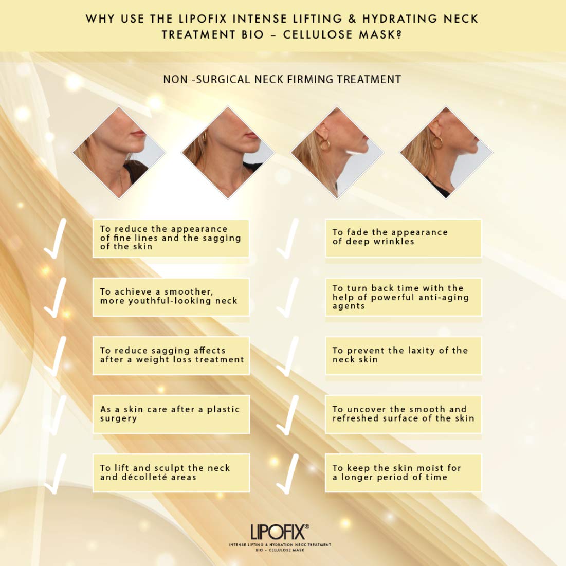 Neck Lifting Hydrating Firming Intense Treatment Bio - Cellulose Mask (5 MASKS)