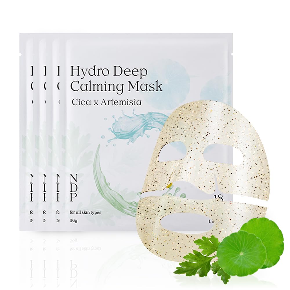 NDP Collagen Cica Cooling Hydro Mask – World’s First Freeze-Ready Hydrogel Face Mask with 55,000Da Vegan Collagen, Real Mugwort & Centella – Korean Mask for Sensitive Skin, 36g x 4ea