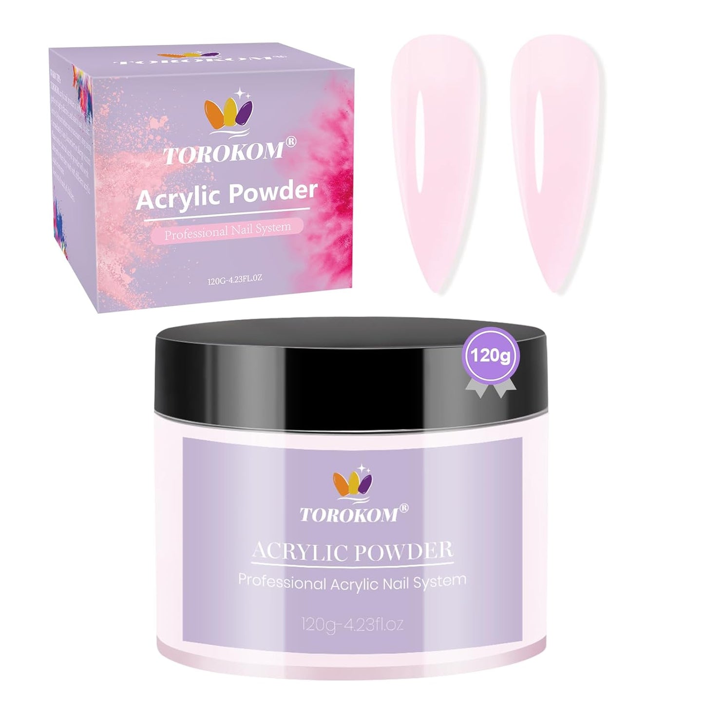 TOROKOM Pink Acrylic Powder, Acrylic Nail Powder Large Capacity Acrylic Dip Powder for Nails Self-Leveling Acrylic Extension Powders, 3D Nail Carving, Long-Lasting, No Nails Lamp Required, 120g/4.23oz