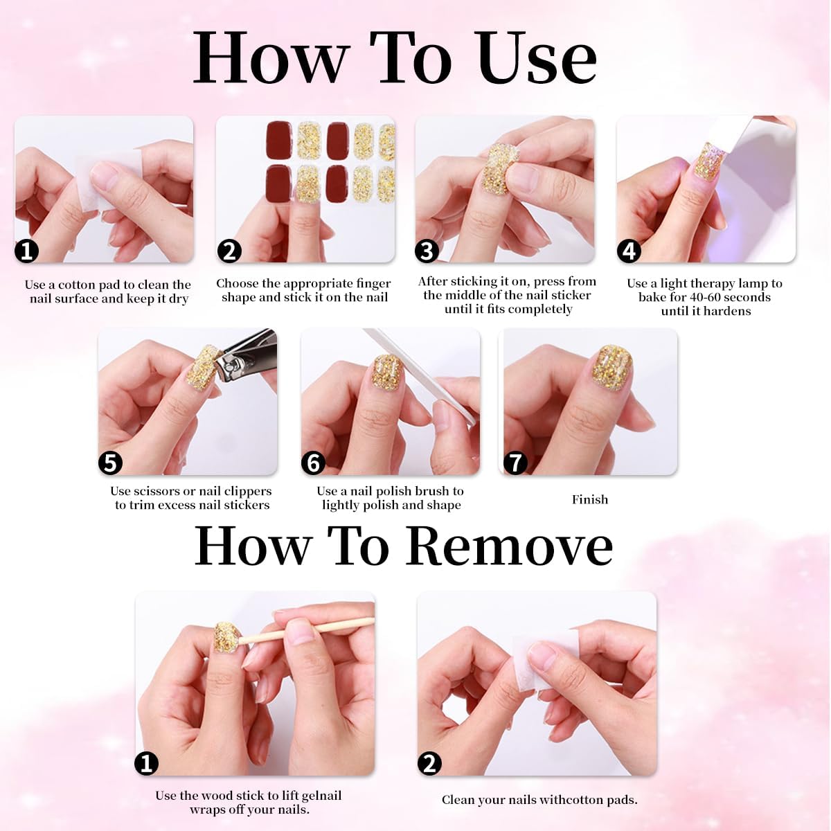 Semi Cured Gel Nail Strips Stickers Solid Color Self-Adhesive Nail Polish Strips Decals Black Gel Nail Stickers for Women DIY Manicure Tips Salon Quality Waterproof Party Nails Decoration 1 Sheets