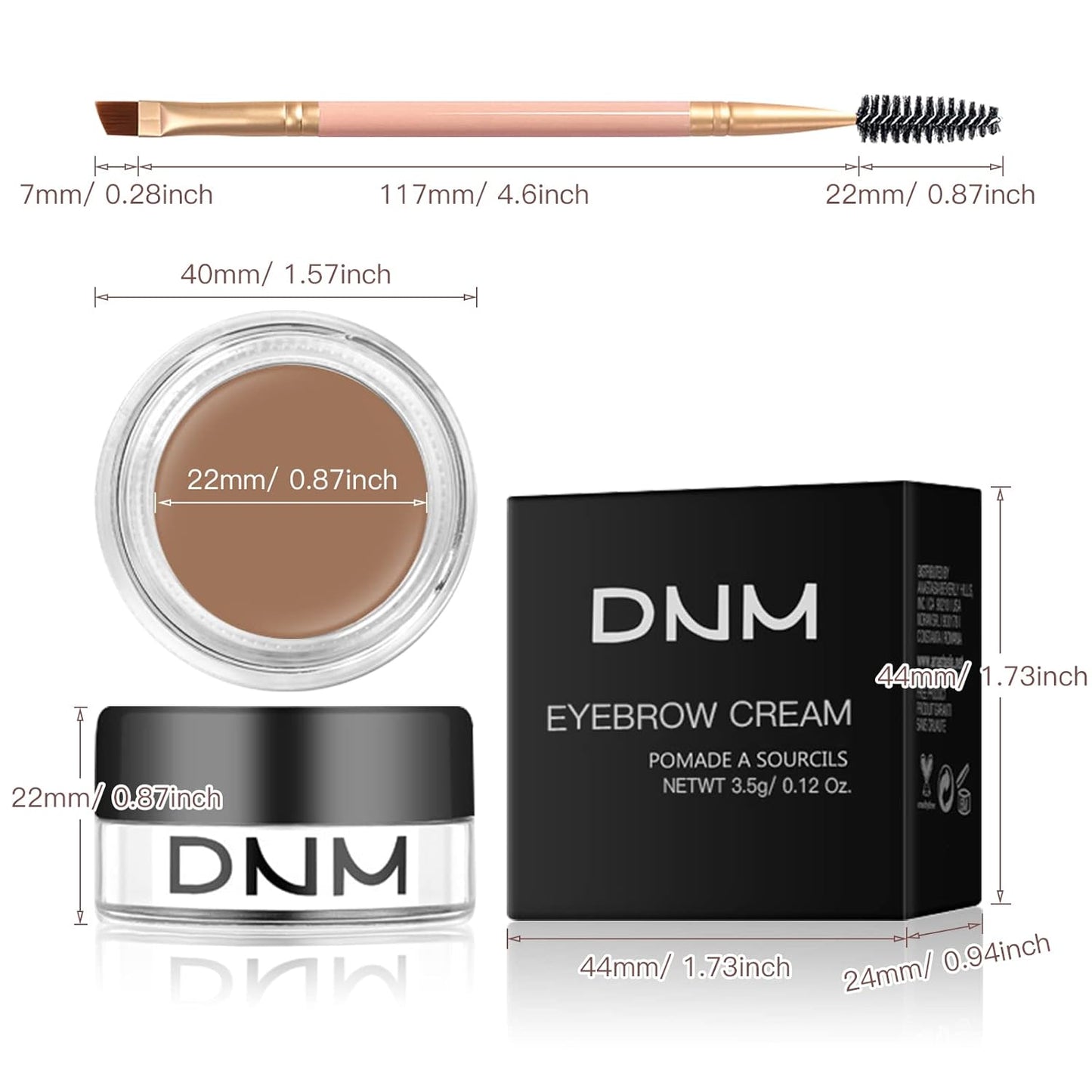 2Pcs Brow Pomade Set with Dual-ended Eyebrow Brush, High pigment Water proof Natural finish Eyebrow Makeup Set with Eyebrow Brush for Women and Girls（09#）