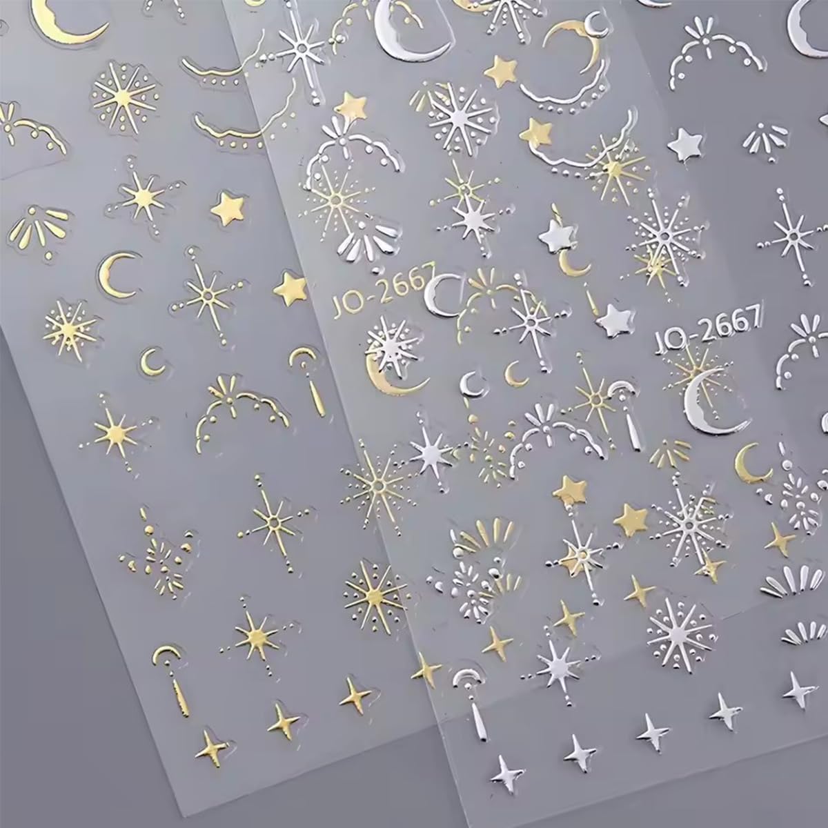 6 Sheets Star Nail Art Stickers 3D Self-Adhesive Pegatinas Uñas Silver Gold Nail Stickers Star Moon Nail Decals for Nail Art Design Decoration Accessories for Women Girls DIY