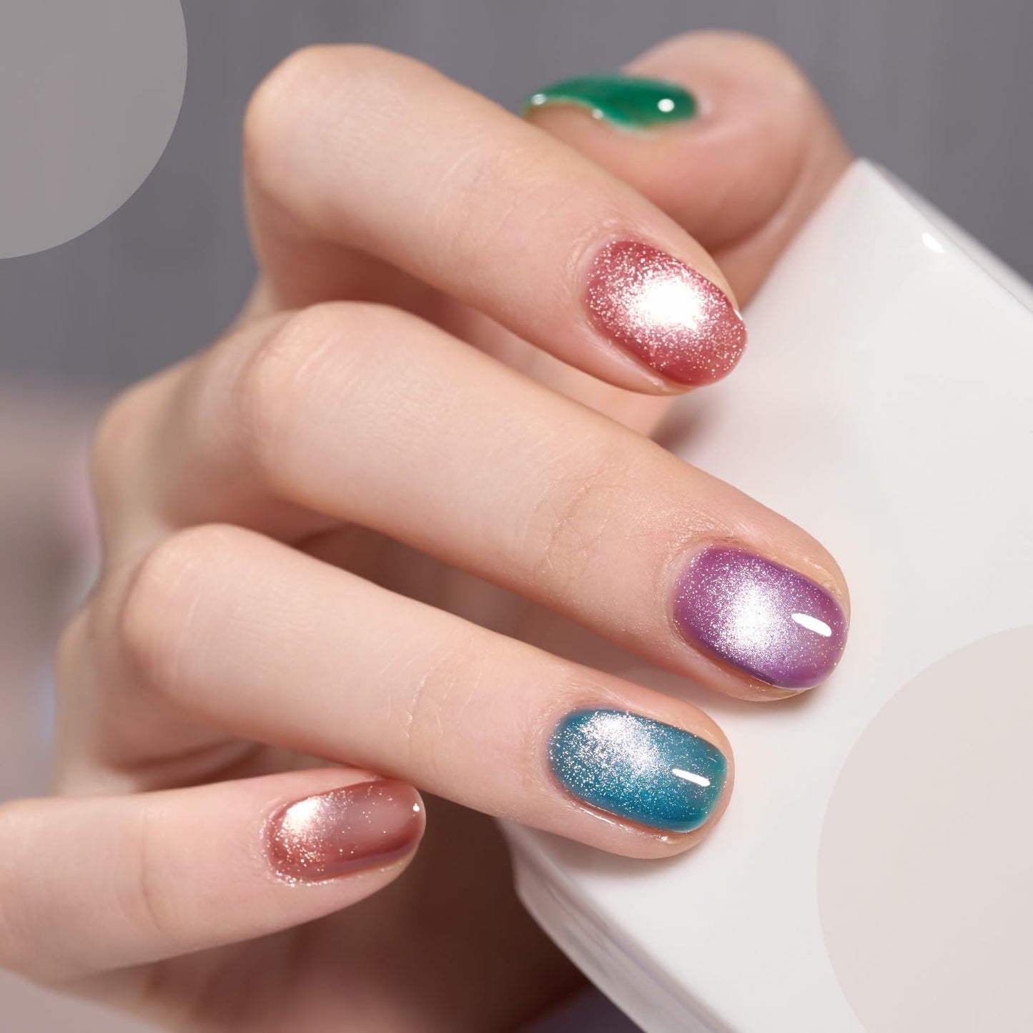 GAOY Glitter Galaxy Cat Eye Gel Nail Polish Set with Magnet for Holographic Cat Eye, Salon Gel Manicure and Nail Art DIY at Home, Gift for Women