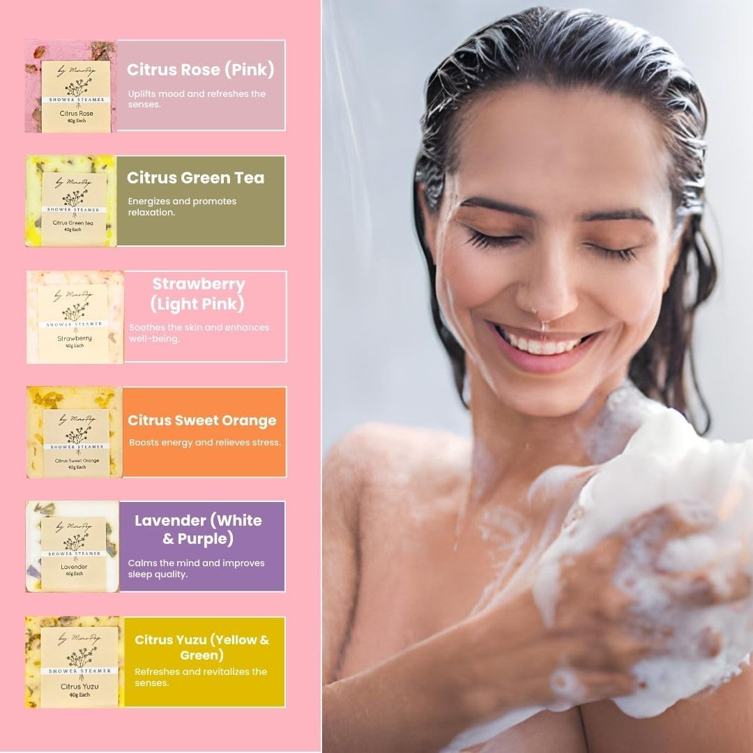 Premium Organic Shower Steamer- Shower Steamers Aromatherapy Essential Oil Infused, 6 Cubes Body Restore Shower Steamers Spa Gifts for Women, Shower Bomb