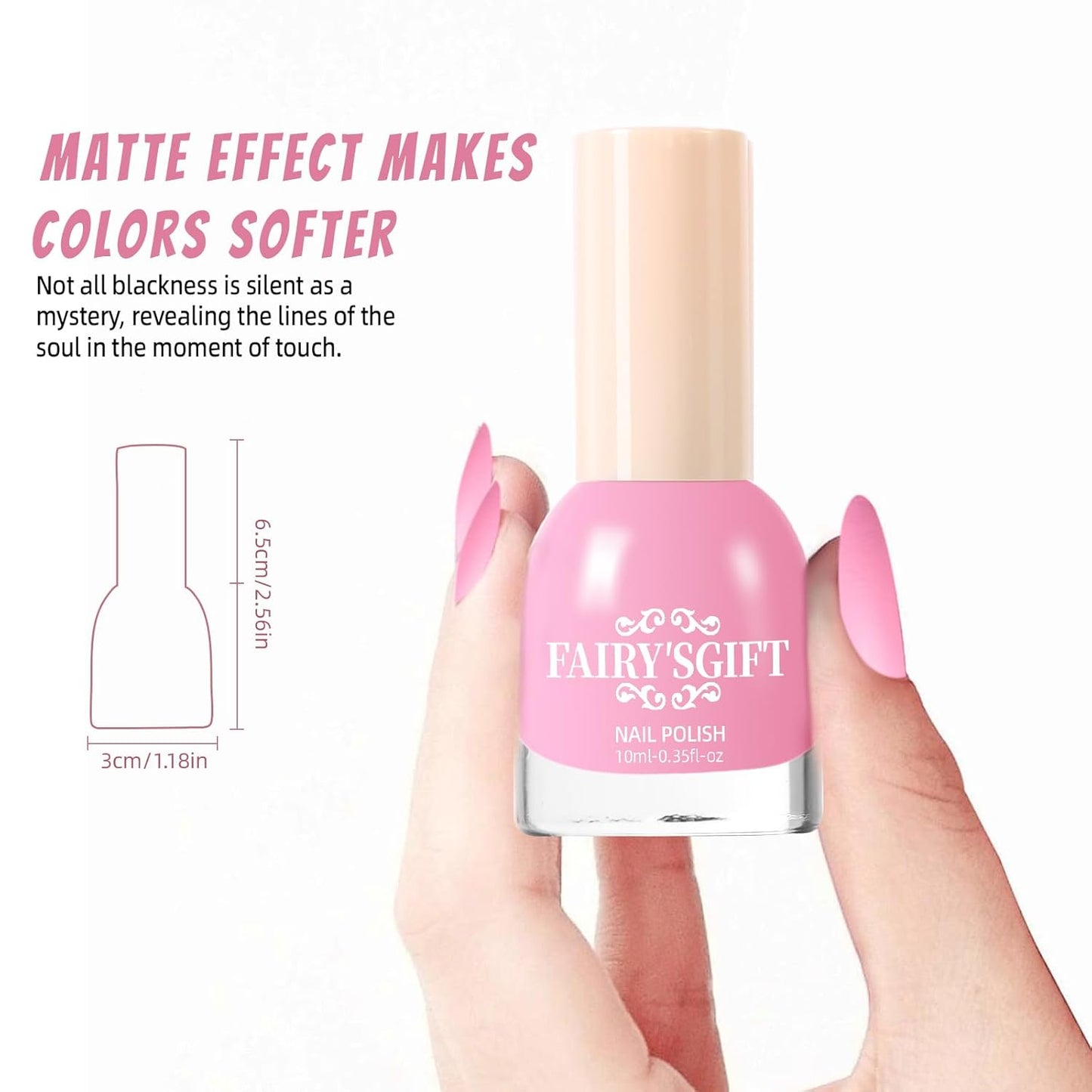 Matte Nail Polish Air Dry Nail Lacquer for Nail Art Varnish, Mist Effect Matte Finish Velvet Nail Polish, 0.35 fl oz (Dusty Pink-03, 10 ML)