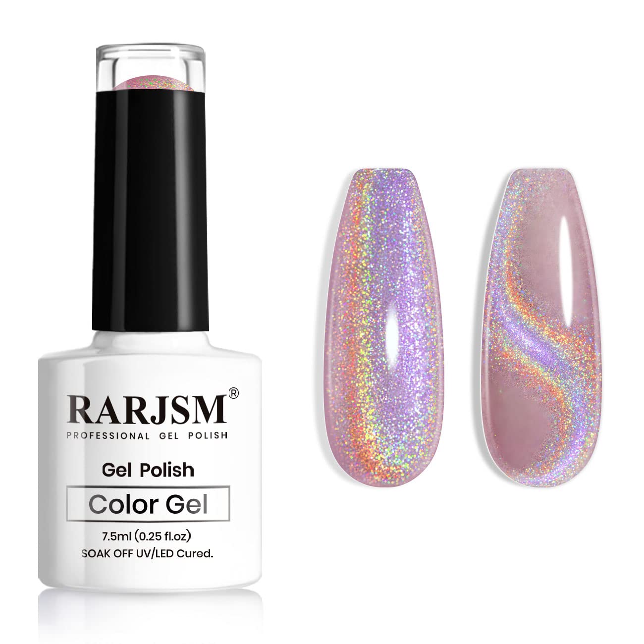 RARJSM Cat Eye Gel Nail Polish, Galaxy Chameleon Magnetic Gel Pink Holographic Glitter Soak Off U V L E D DIY Manicure Art for Salon Designs and Home DIY 7.5ML/0.26fl oz
