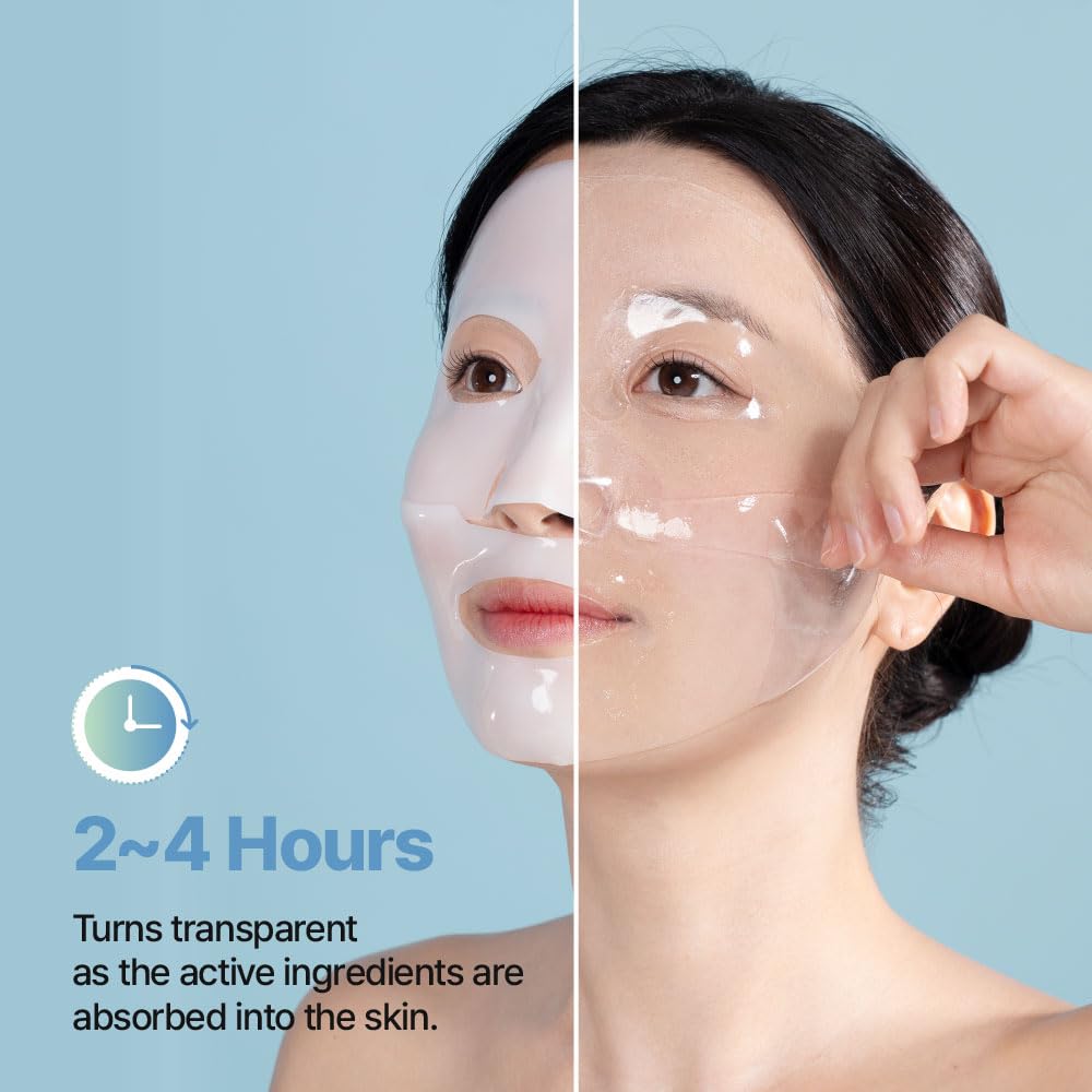 Vegan Collagen Boosting Face Mask Hydrating Overnight Hydrogel Mask, Pore Minimizing, Elasticity Improvement, Korean Skincare | 1.41 oz (4 Count)
