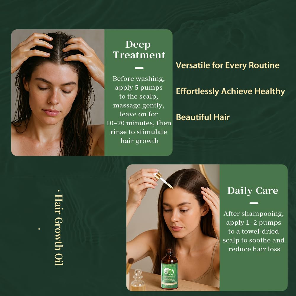 NP NATURES PHILOSOPHY Moroccan Argan Oil & Rosemary Hair Growth Oil Set, Organic Hair Serum, Anti-Frizz, Anti-Hair Loss, Adds Shine, Quickly Absorbed & Non-Greasy, Aussie Hair Products for Men & Women