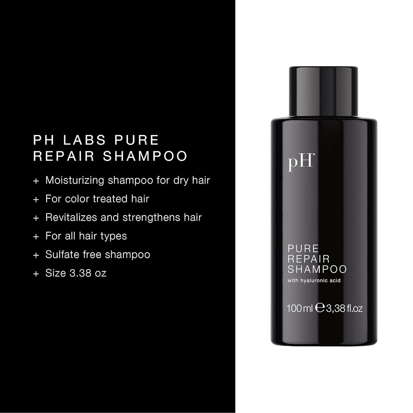 pH PURE HAIR Repair Moisturizing Shampoo 3.38 Oz - Hydrating Shampoo for Dry, Damaged & Color-Treated Hair - Revitalizing, Nourishing Formula to Restore Softness, Shine & Strength