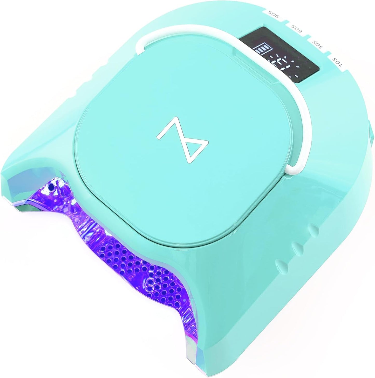M - GlowPro Professional Hybrid 86W Wireless Rechargeable UV LED Nail Curing Lamp Cordless Nail Dryer for Gel Nails, Manicure, Pedicure (Teal)