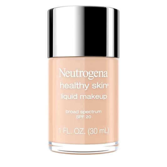 Neutrogena Healthy Skin Liquid Foundation Makeup with Broad Spectrum SPF 20 Sunscreen, Lightweight, Medium Coverage Makeup with Sunscreen and Pro-Vitamin B5, Medium Beige 80, 1 fl. oz