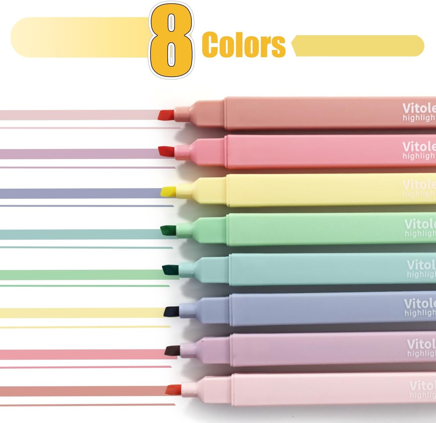Highlighters, 8 pcs Aesthetic Pastel Highlighters, Chisel Tip Book Highlighter, Candy Colors, No Bleed Bible Highlighter Assorted Colors
