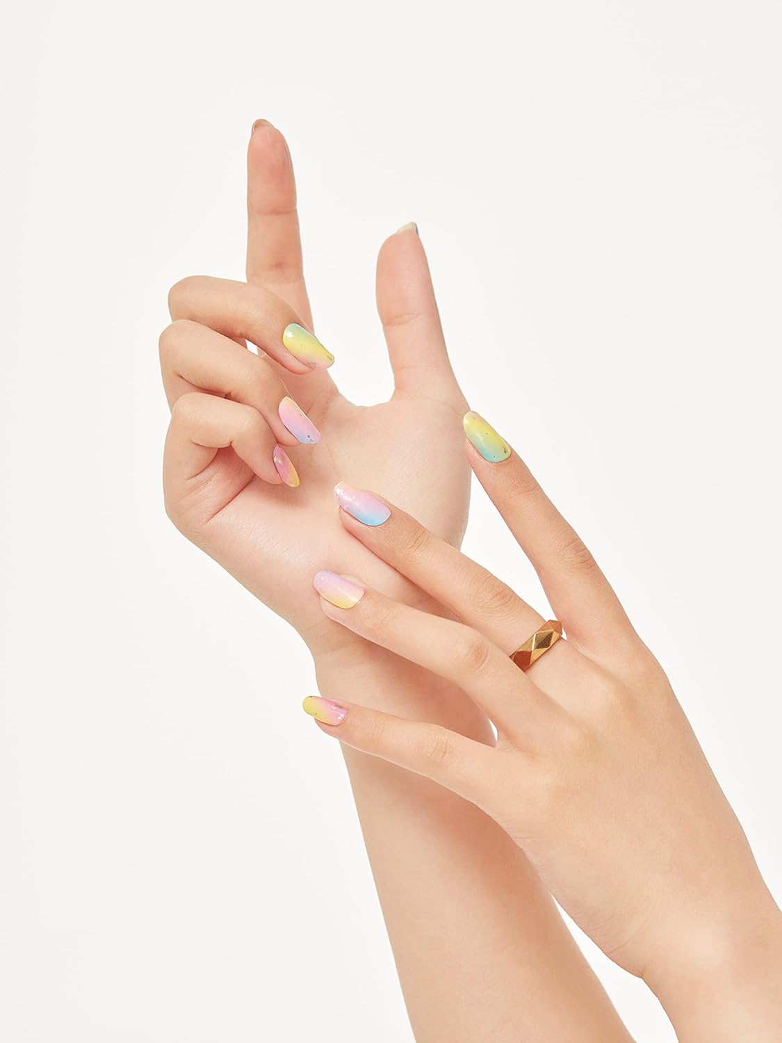 Semi Cured Gel Nail Strips, 20 pcs Gel Nail Stikers, Gel Nail Wraps Semi Cured, Salon-Quality, 2 Weeks Long Lasting