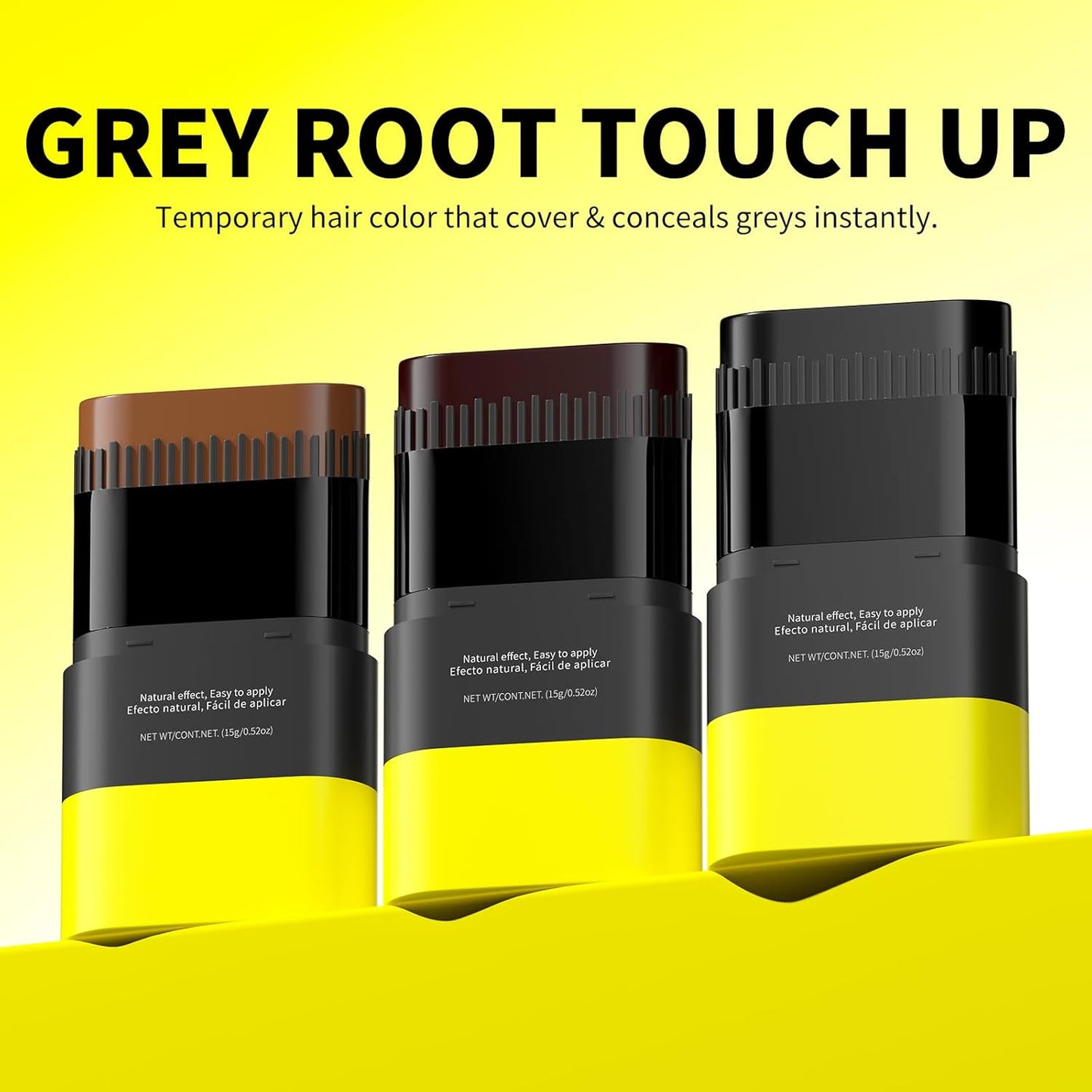 Gowwim Hair Dye Comb, Instant Portable Gray Hair Cover up Hair Dye Stick 2-in-1 Hair Color Stick Natural & Long-lasting Root Touch up Hair Color Comb Waterproof for Women & Men 15g/0.52oz Medium Brown