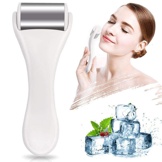 MAANGE Ice Roller for Face & Eye,Puffiness,Migraine,Pain Relief and Minor Injury,Skin Care Products Stainless Steel Face Massager Ice Roller Massager (White)