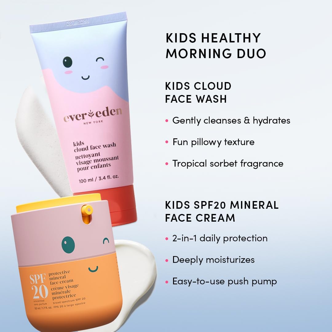 Evereden Kids Face Cream, 1.7 oz. | Fragrance-Free and Kids Face Lotion with SPF 20 | Clean and Non-Toxic Face Moisturizer | Multi-Vitamin Skin Care | FSA Eligible