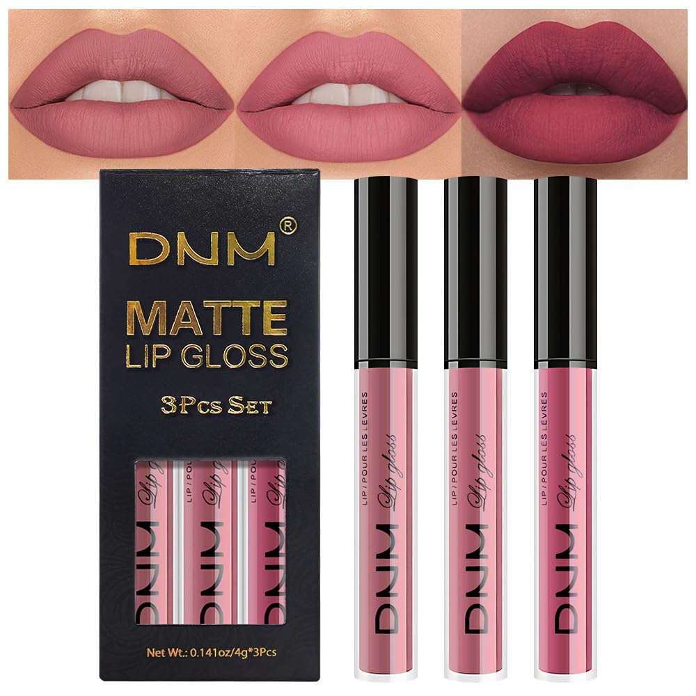 evpct 3Pcs Light Neutral Mauve Matte Liquid Lipstick Lip Stain Sets for Women, Matte Lipstick Long Lasting Waterproof Permanent 24 Hours original, Magic Lip Sticks Pack for Halloween Daily Makeup