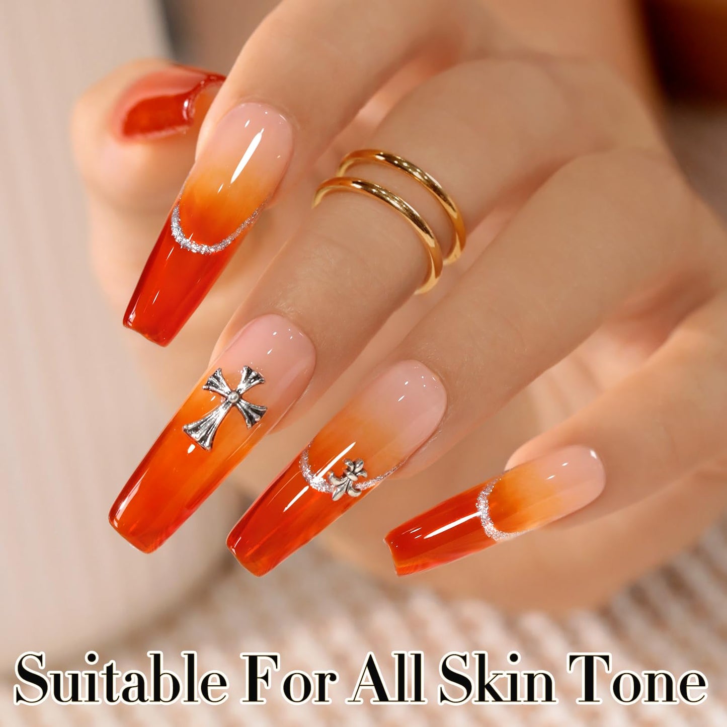 Double Rhythm 0.5 Oz Jelly Gel Polish Same Color Same Bottle Sheer Neutral Natural Light Milky Pastel 15ML Translucent Polish Art DIY at Home (Orange-A1635)