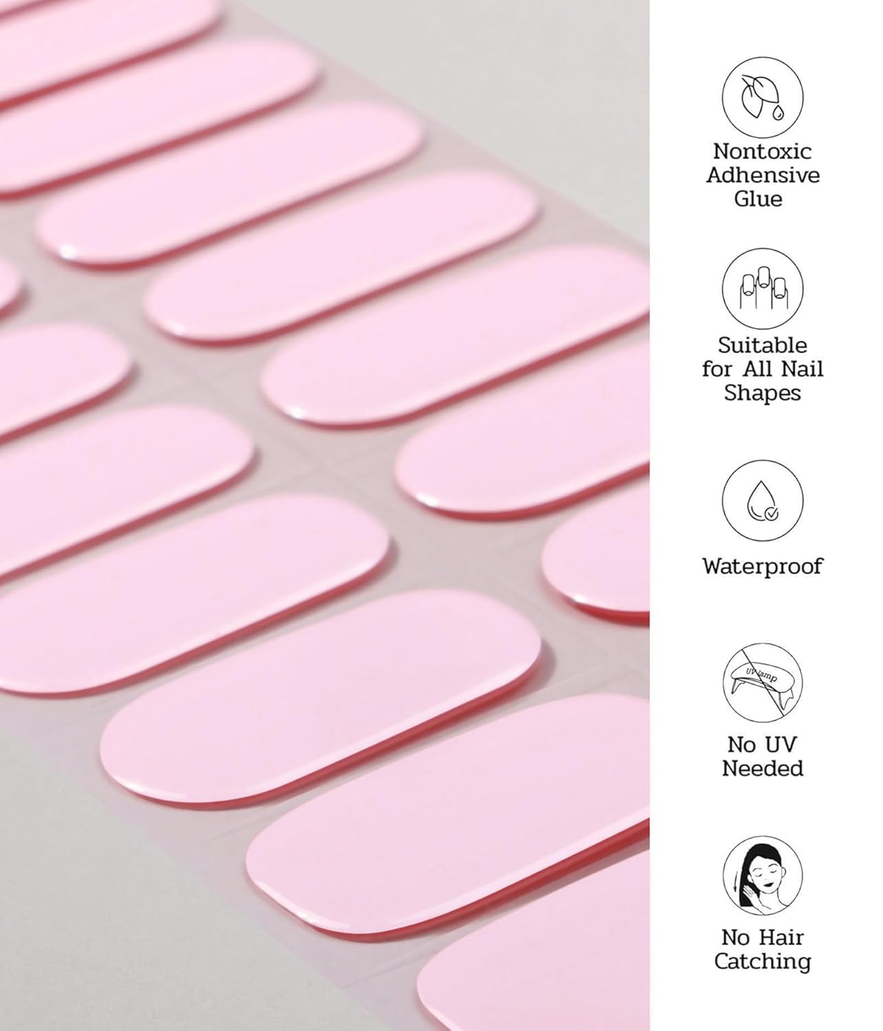 Nail Polish Strips - 22 Pcs Salon Quality Gel Nail Stickers - Long Lasting Wraps (Pink Reverie)