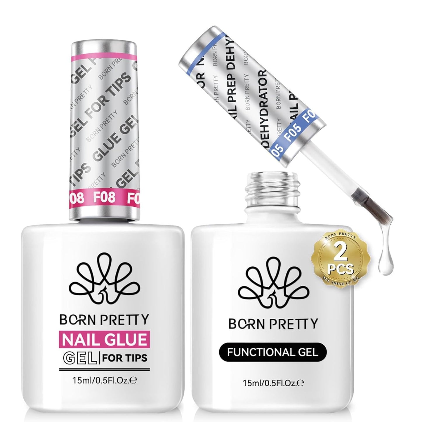 Born Pretty Gel Top Coat,15ml Gloss Top Coat and Nail Glue for Tips Set,No Wipe Super Top Coat Not Chip or Peel and Long Lastingfor Nail Art