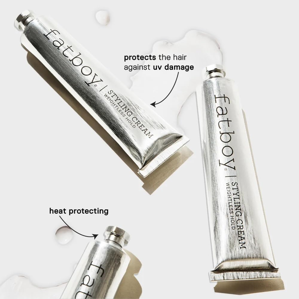 Fatboy Hair Styling Cream & Heat Protectant, Medium Flexible Hold for Long Lasting Volume, Thickening Hair, Crisp & Flexible Finish, Hair Care for All Hair Types, Paraben Free, Color Safe, 3.4 Oz