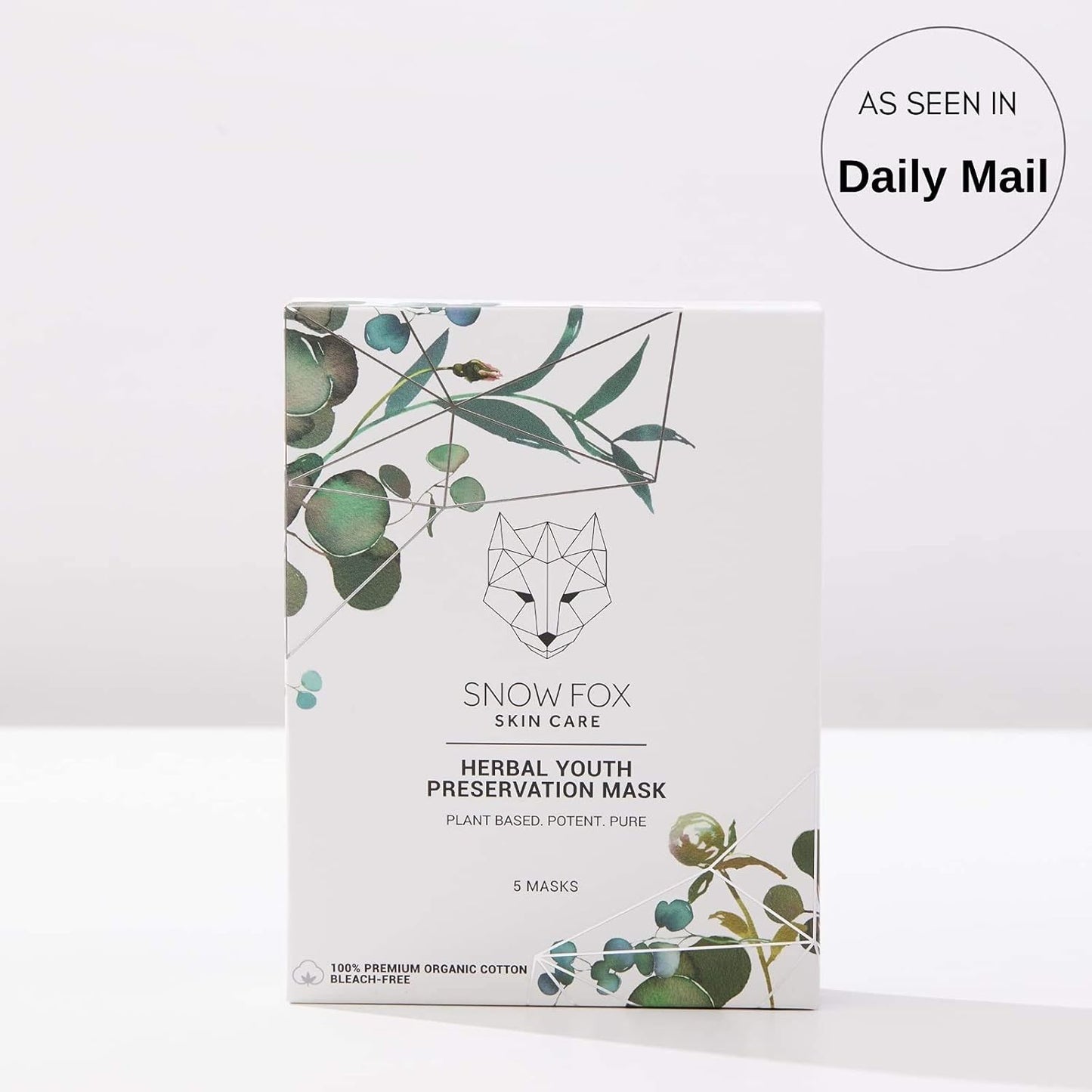 Snow Fox Herbal Youth Mask – 1 Pack Anti-Aging, Hydrating and Firming Mask with Super Greens Herbs that Boost Collagen and Elasticity Production for a Radiant Youthful Glow