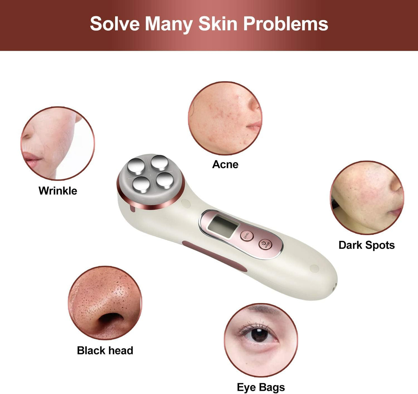 High Frequency Facial Machine 5 in 1 Facial Massager Micro-Current Recharable Facial Frequency Device