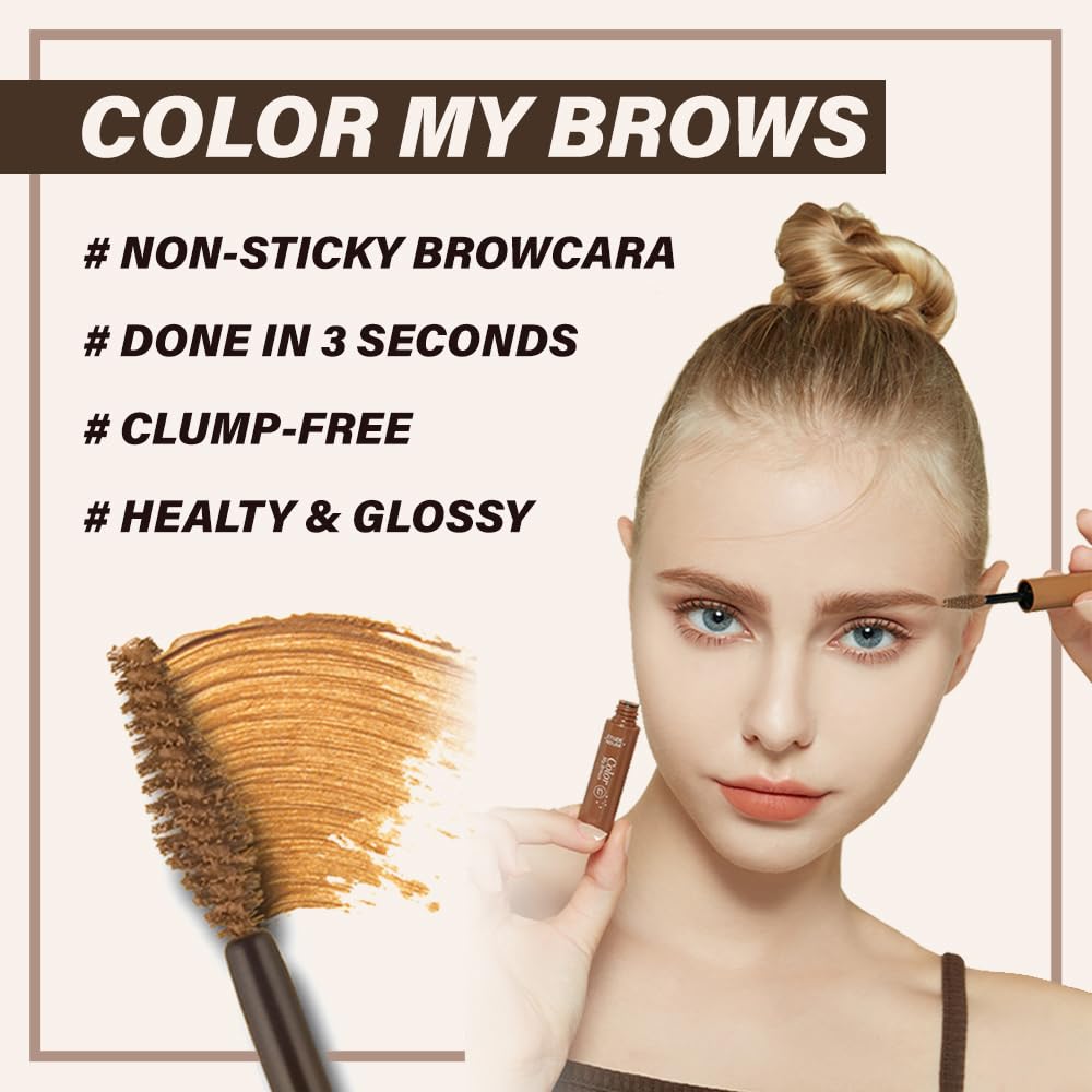 ETUDE Color My Brows Big Size, Brow Mascara, 3D Natural Coloring, Beeswax & Carnauba Wax, Moisturizing Brow Care, Eyebrow tint, Soft Gel Texture, Korean Makeup, Beauty, Light Brown (0.304 Fl Oz)