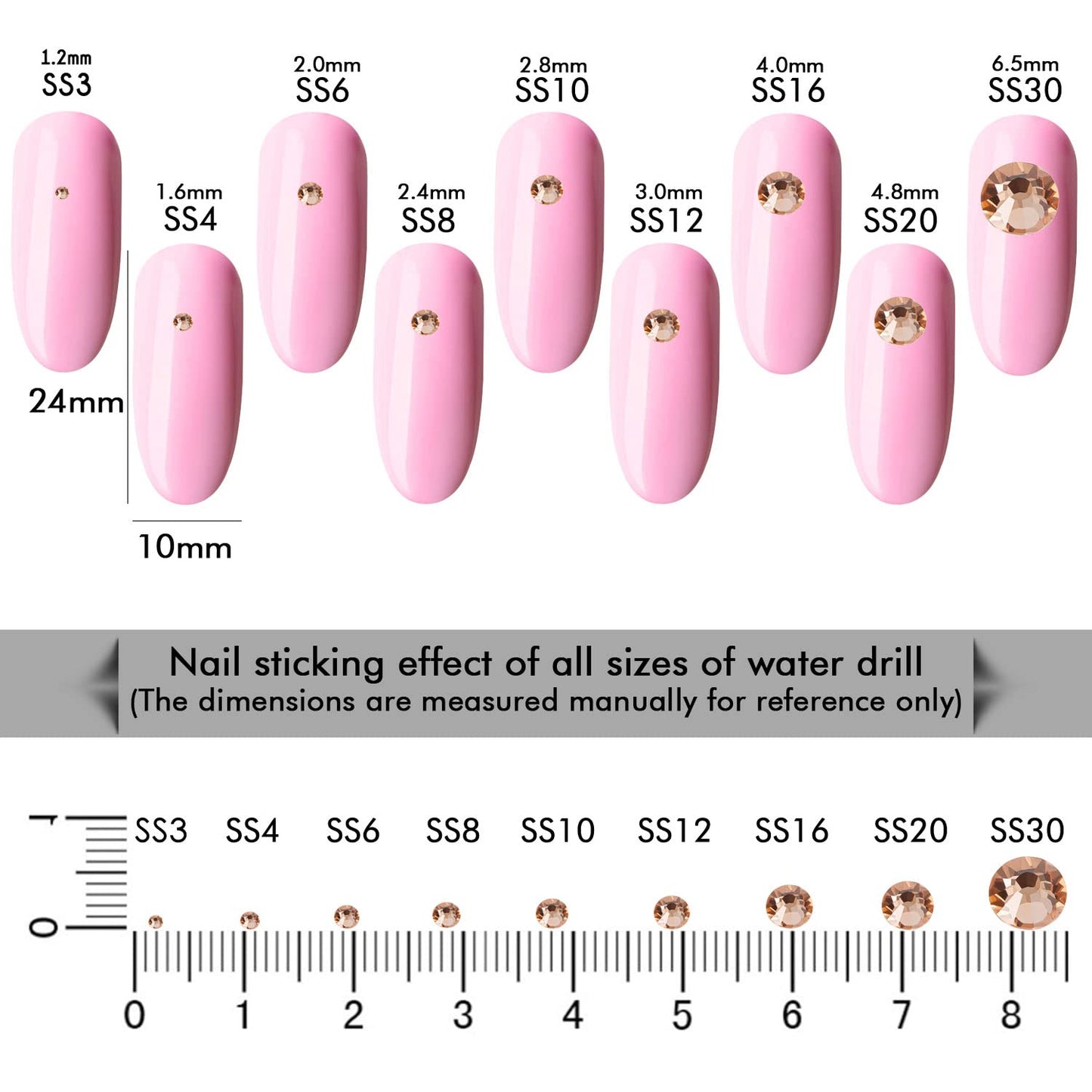 1440Pcs Champagne Crystal Rhinestones,Glass Flatback Rhinestones Mini Gemstones for Nail Face Makeup Art Crafts Clothes Decoration -(SS6,2.0mm,Champagne)