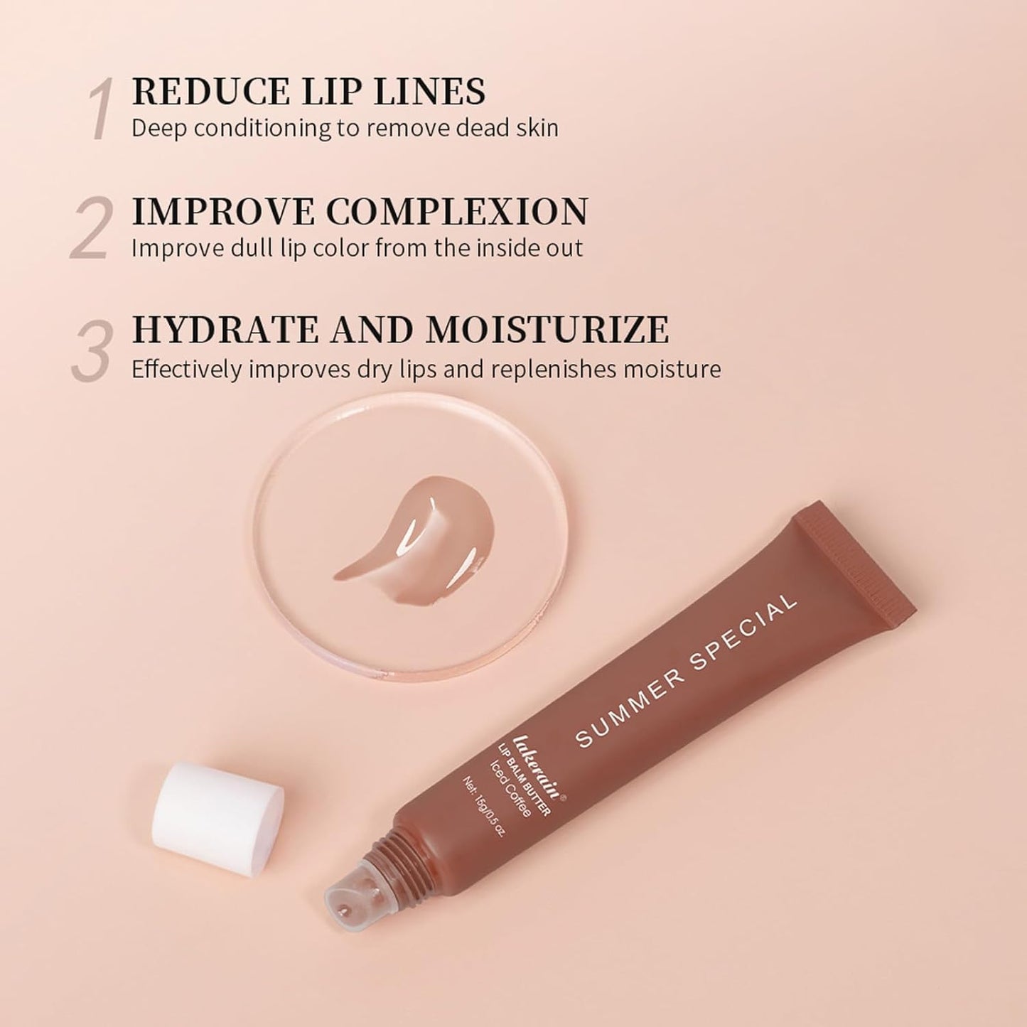 Summer Special Lip Butter Balm - Ultra-Hydrating, Nourishing Lip Care with Natural Ingredients, Shea Butter & Olive Butter, Soothes & Softens Dry Lips (#3 lced Coffee, 0.5 Fl Oz (Pack of 1))