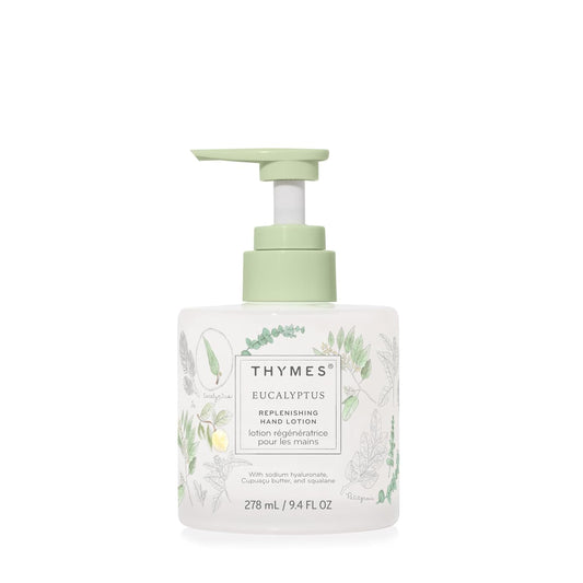 Thymes Replenishing Hand Lotion for Dry Skin - Daily Moisturizer Helps Reduce Dryness - Hand Lotion for Women & Men Formulated with Sodium Hyaluronate & Squalane (Eucalyptus, 9.4 fl oz)